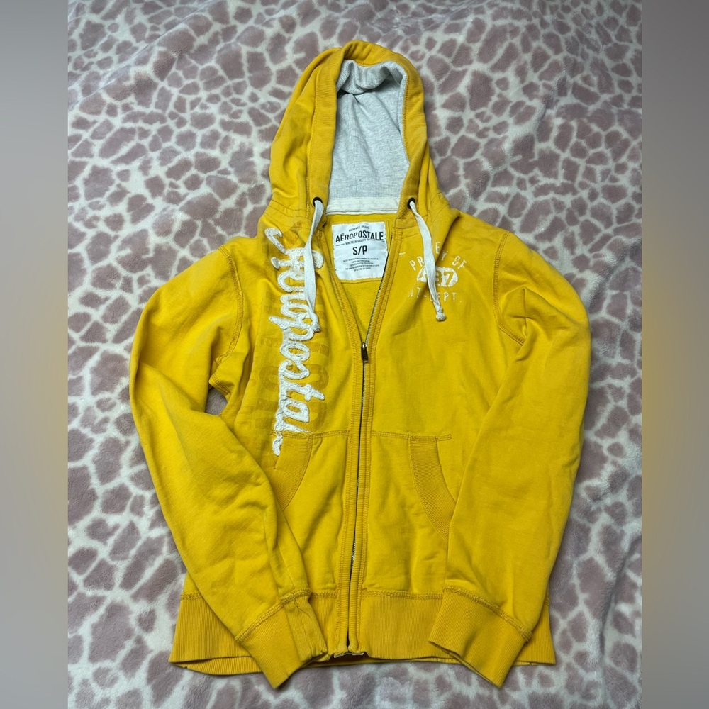 2000s Aeropostale Mustard Zip-Up Hoodie